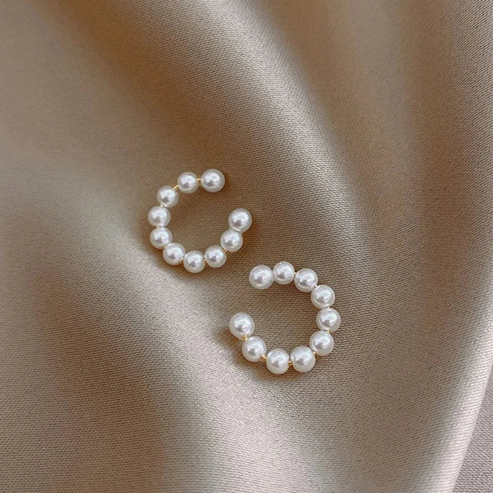 Beaded Cuff Earrings with Pearls