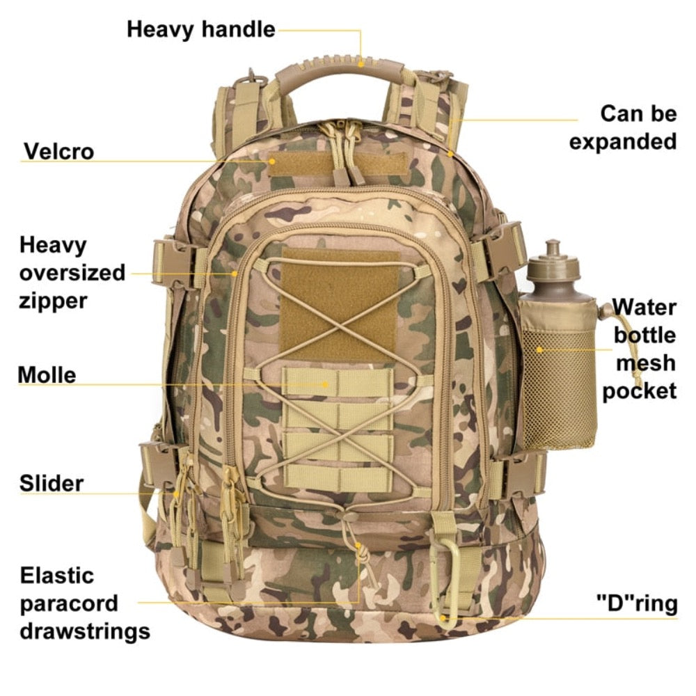 Waterproof Outdoor Backpack with Ample Storage Capacity for Camping