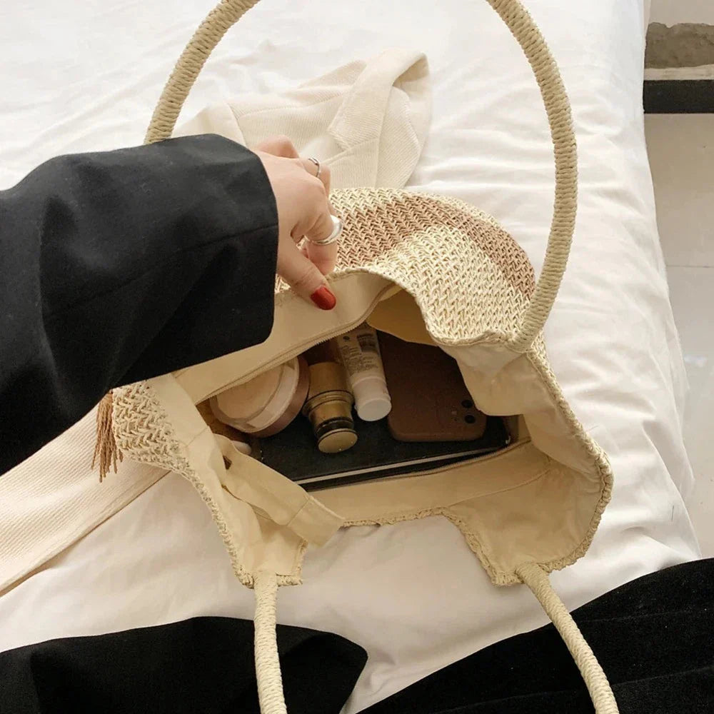Straw Tote Bag for a Stylish Day at the Beach