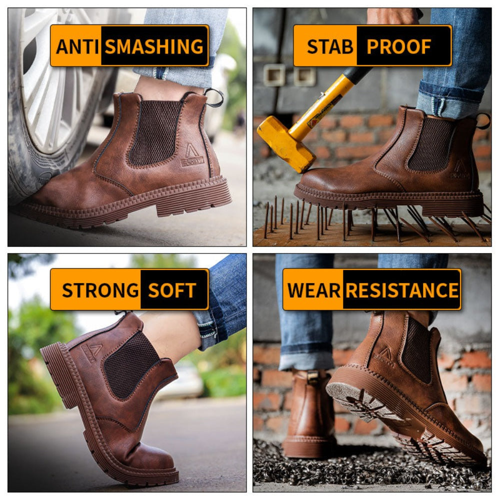 Water-Resistant Synthetic Leather Men's Ankle Boots