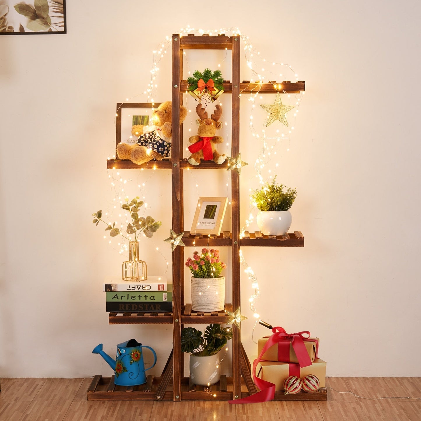 6 Tier Wooden Plant Stand for Indoor Home Decor