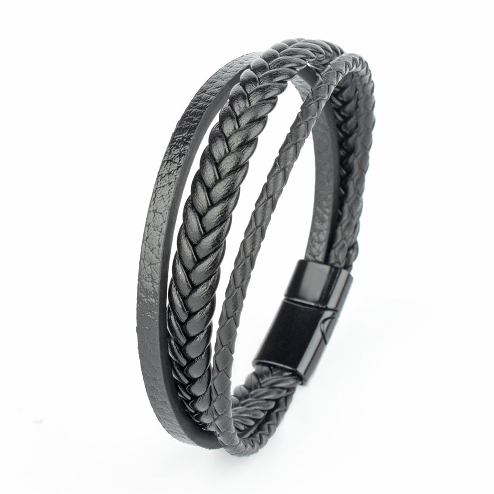 Vegan Leather Bracelet with a Layered Appearance