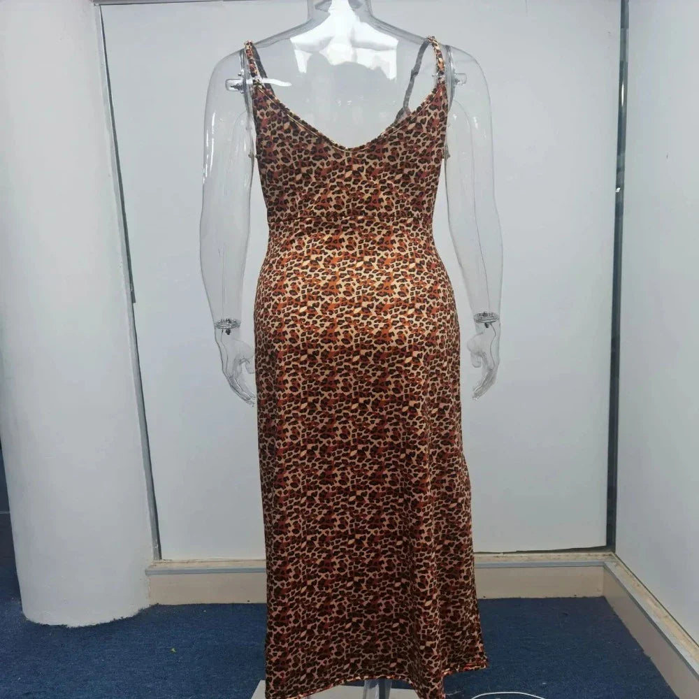 Sleeveless Dress with Leopard Print for Women