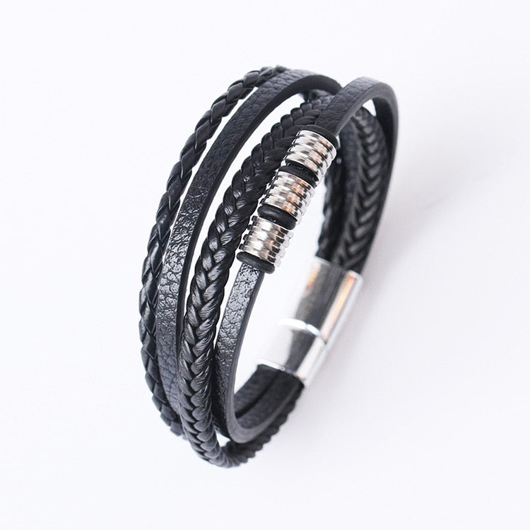 Vegan Leather Bracelet with a Layered Appearance