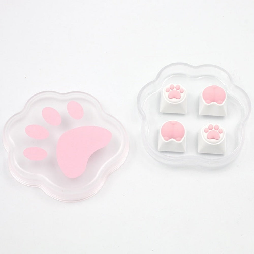 Set of 4 Keycaps with Feline Paws Design