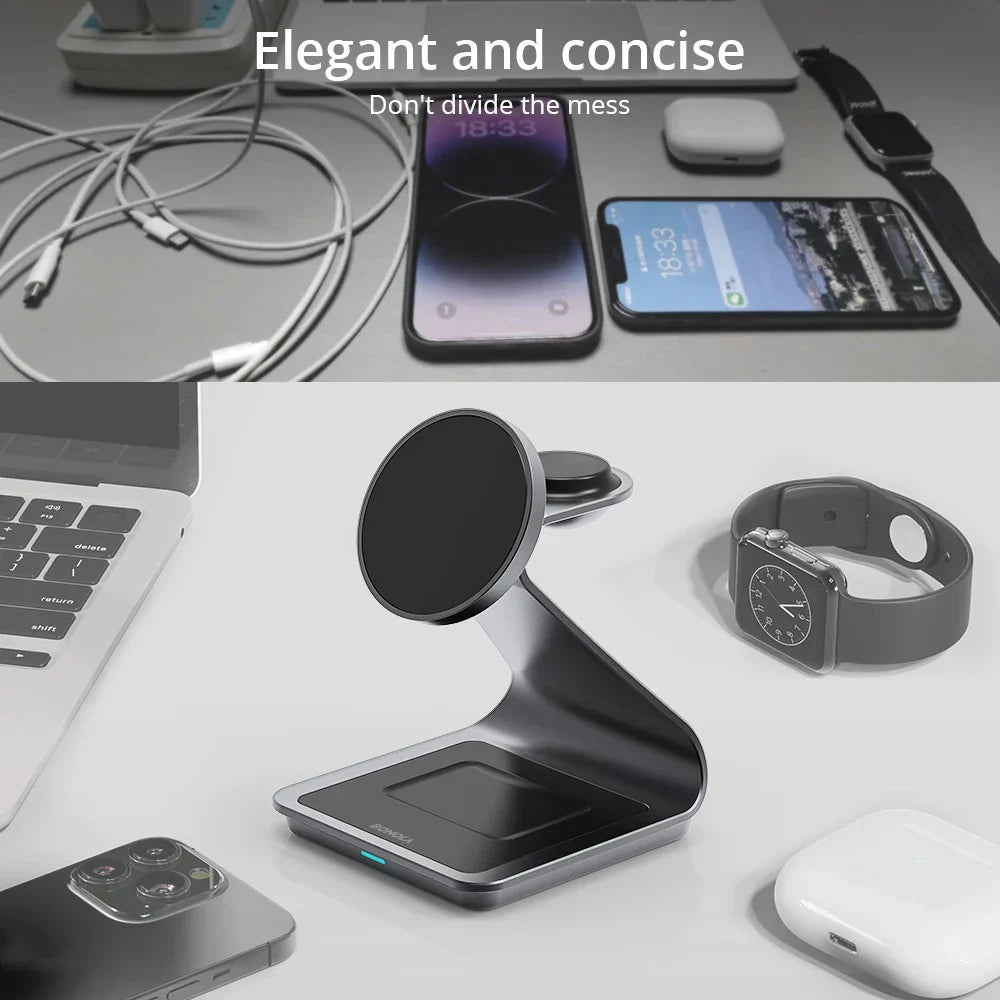 Apple Watch and iPhone 3 in 1 Wireless Charger with Magnetic Connectivity
