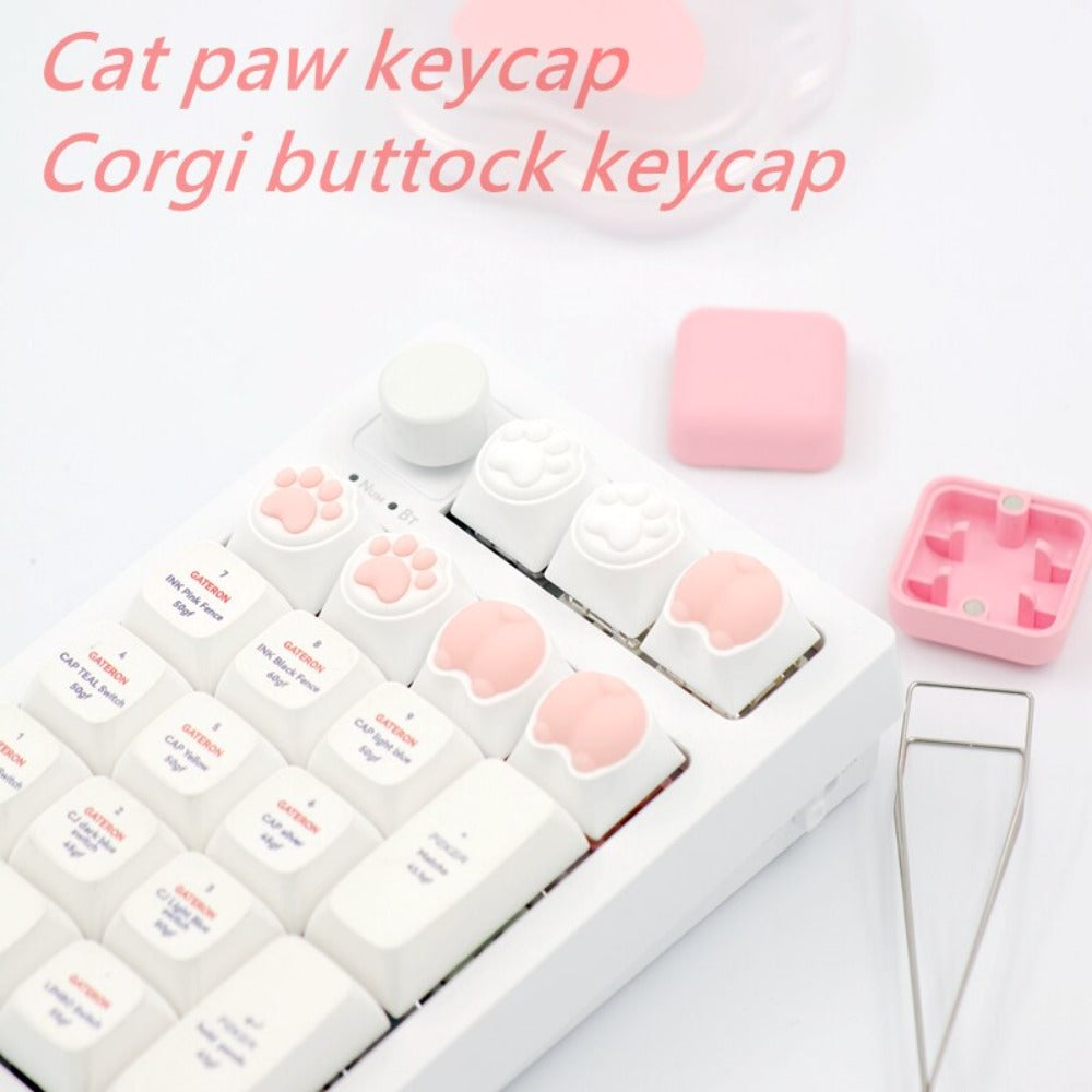 Set of 4 Keycaps with Feline Paws Design
