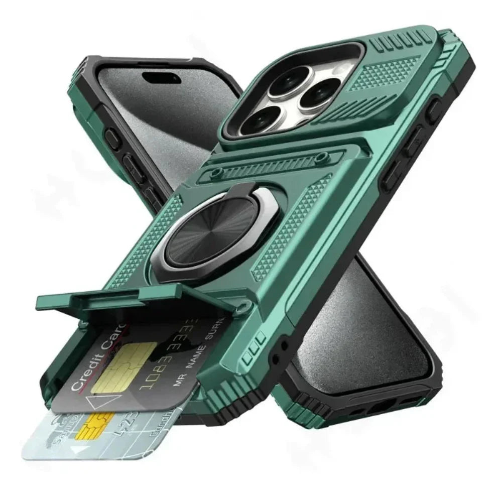 Magnetic Kickstand iPhone Armor Card Slot Protective Case