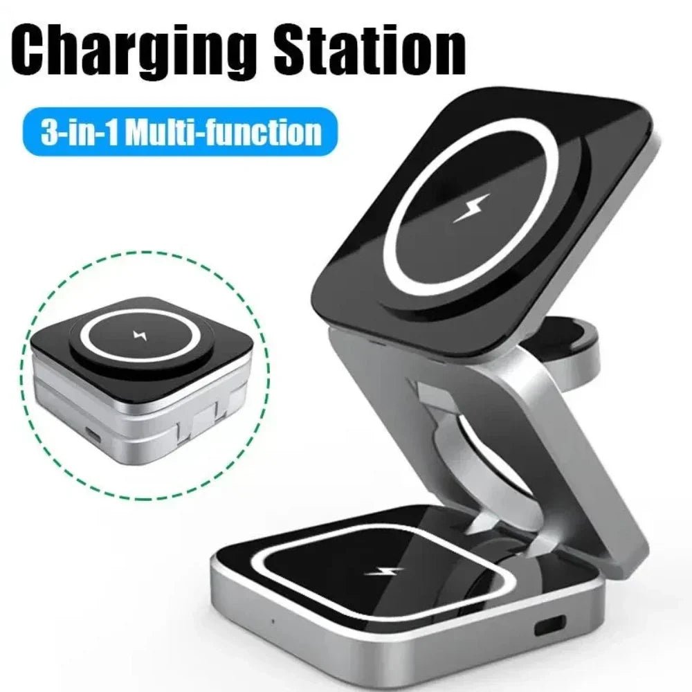 3 in 1 Foldable Phone Stand with Wireless Charging Capability