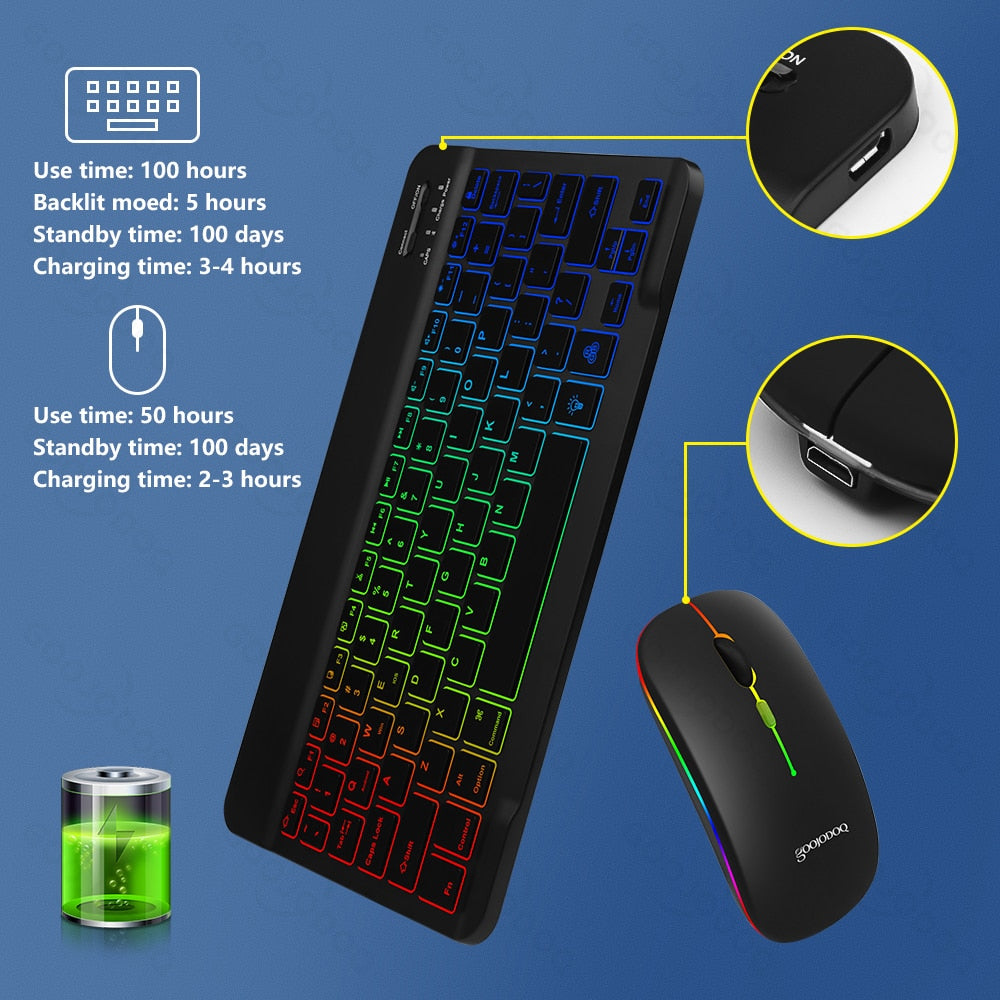 Wireless Keyboard and Mouse with RGB Lighting