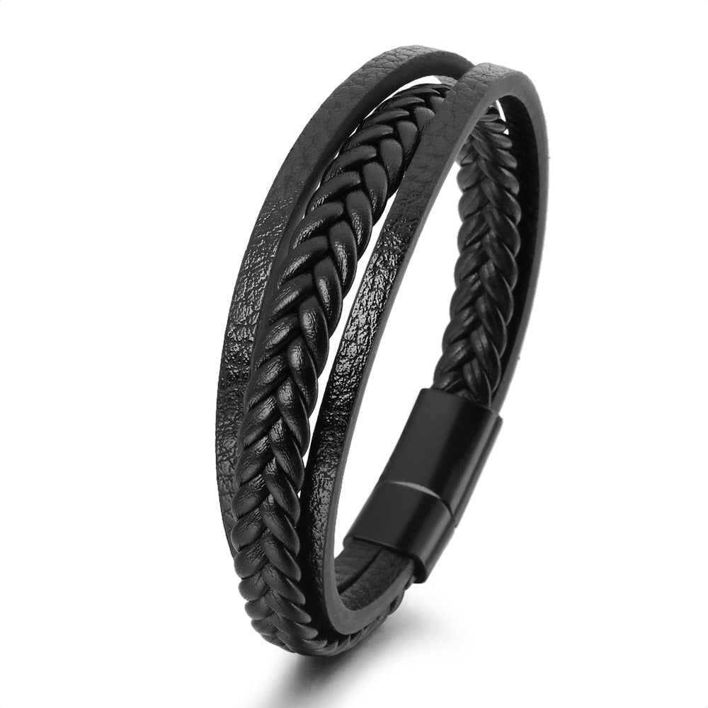 Vegan Leather Bracelet with a Layered Appearance
