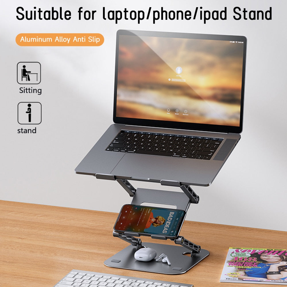 2-in-1 Adjustable Stand for Notebooks and Phones