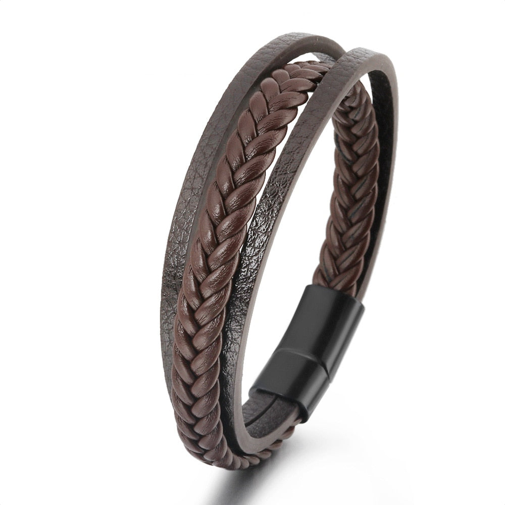 Vegan Leather Bracelet with a Layered Appearance