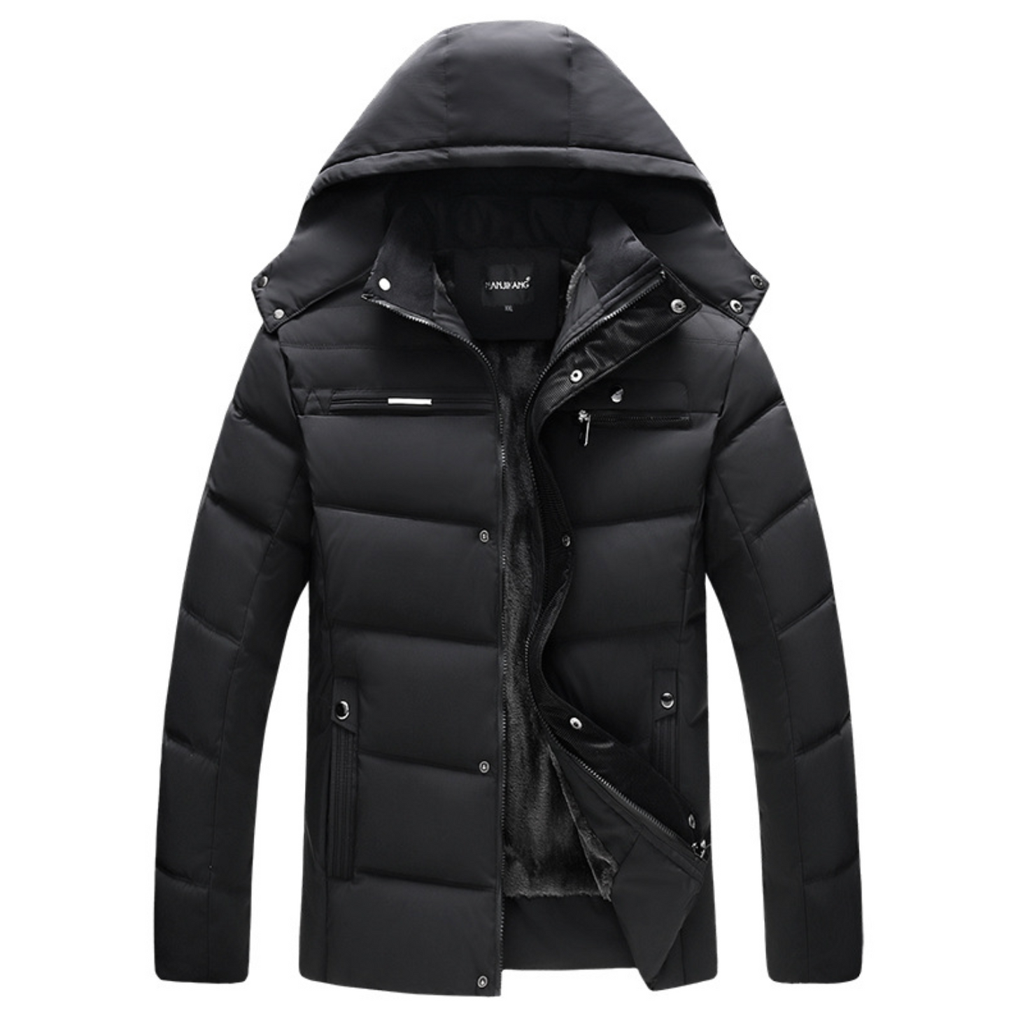 Winter Zip-Up Jacket for Men with Removable Hood