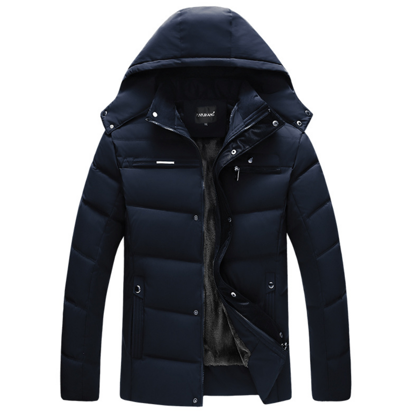 Winter Zip-Up Jacket for Men with Removable Hood