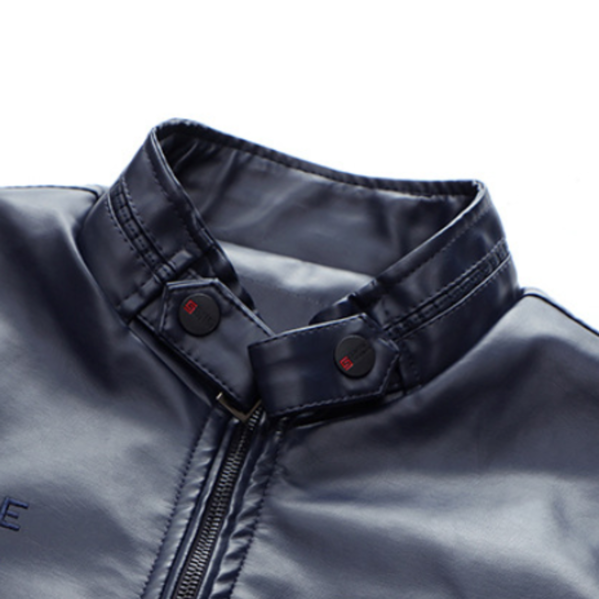 Vegan Leather Pilot Jacket with Stand Collar for Men