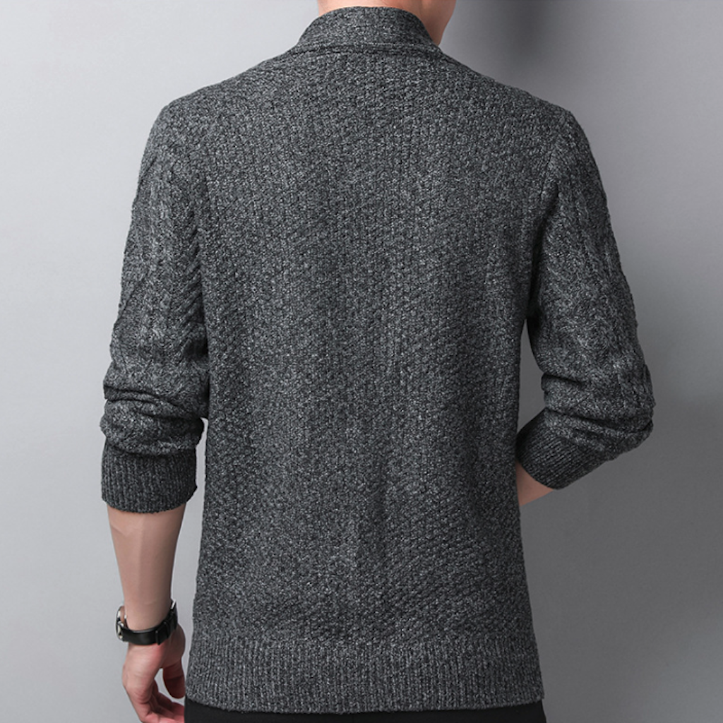 Shawl Collar Men's Cable Knit Cardigan