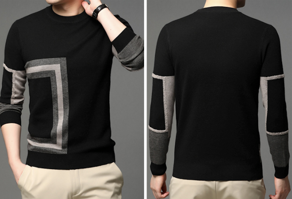 Printed Round Neck Men's Knit Sweater