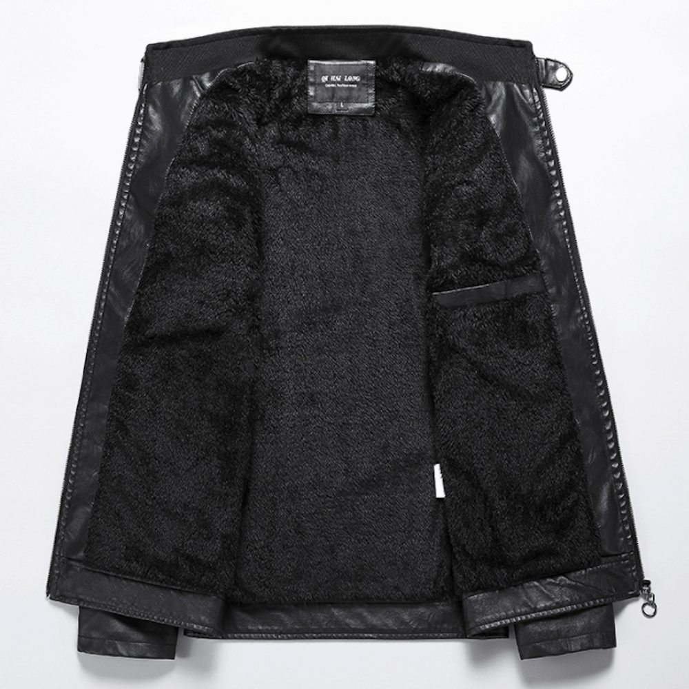 Two-Toned Faux Leather Motorcycle Jacket for Men