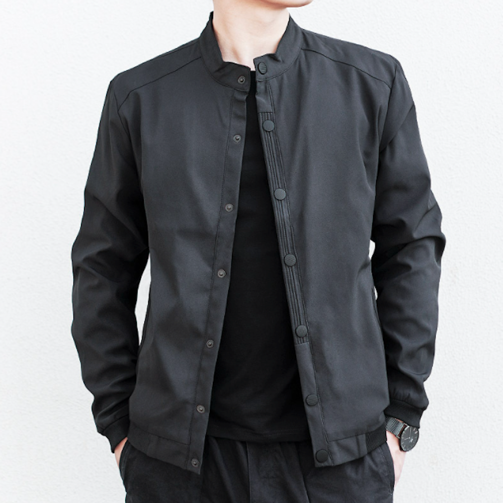 Snap Button Men's Stand Collar Jacket - Retain the essence of the product while providing a distinct variation.