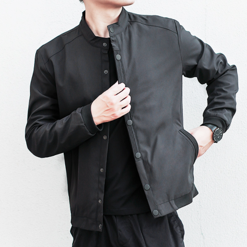 Snap Button Men's Stand Collar Jacket - Retain the essence of the product while providing a distinct variation.