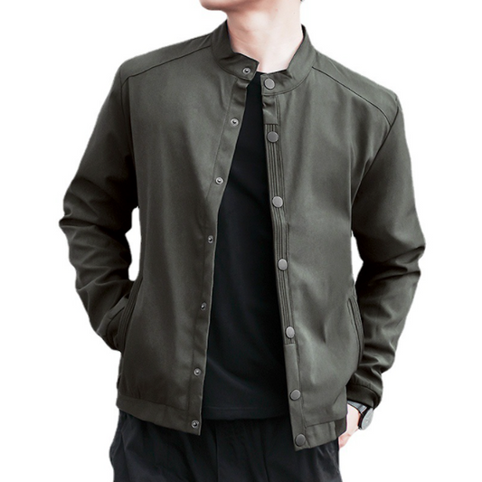 Snap Button Men's Stand Collar Jacket - Retain the essence of the product while providing a distinct variation.