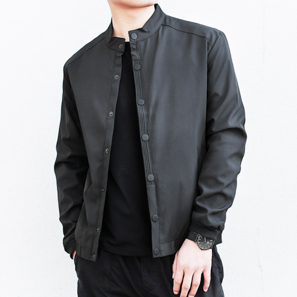 Snap Button Men's Stand Collar Jacket - Retain the essence of the product while providing a distinct variation.