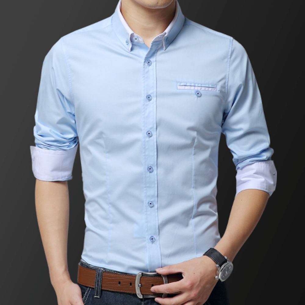 Dual Collar Men's Button-up Shirt