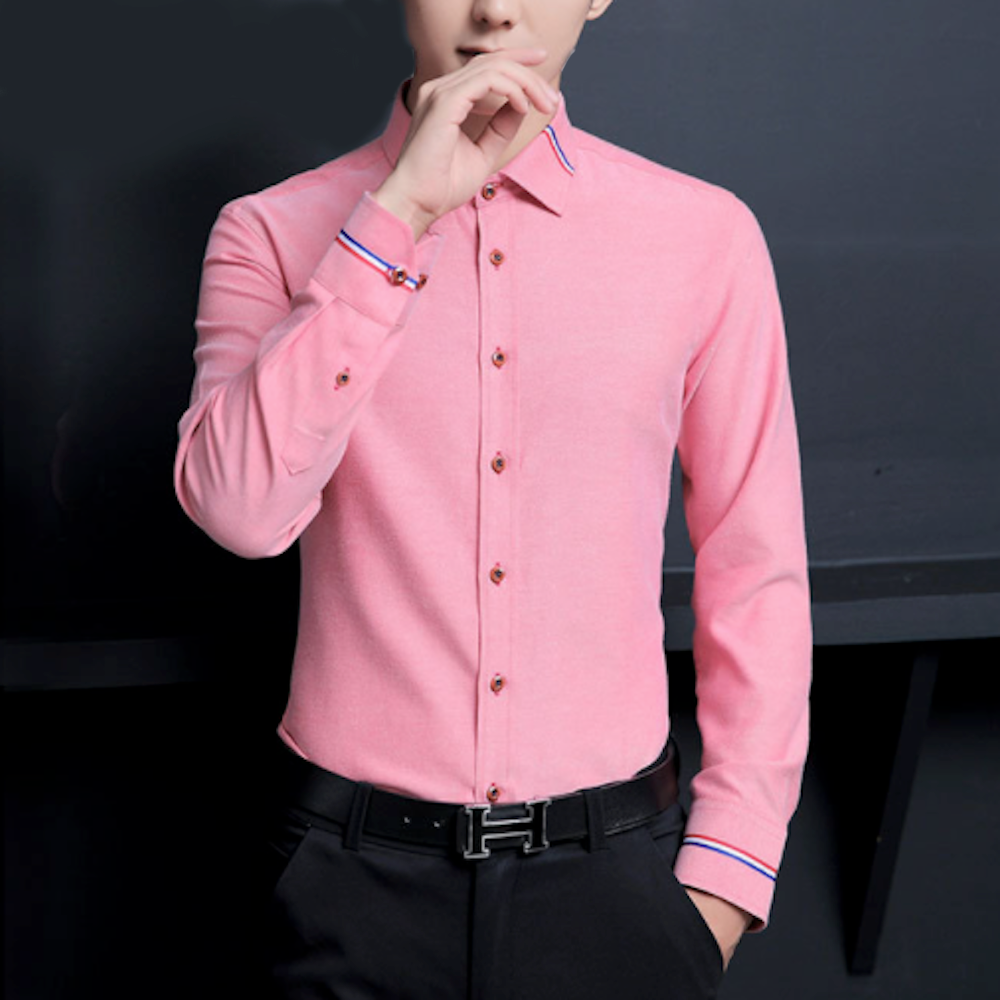 Ribbon Detailed Men's Button-Up Shirt