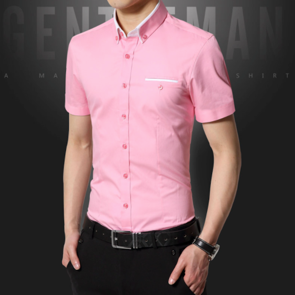 Short-Sleeved Shirt for Men with Unique Dual Collar Style