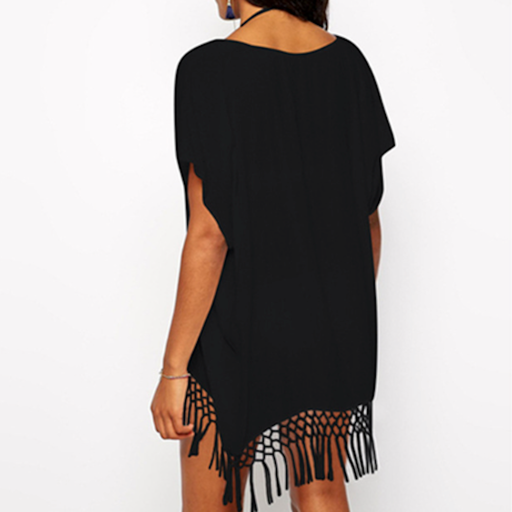 Women's Tasseled V-Neck Swimsuit Cover-Up