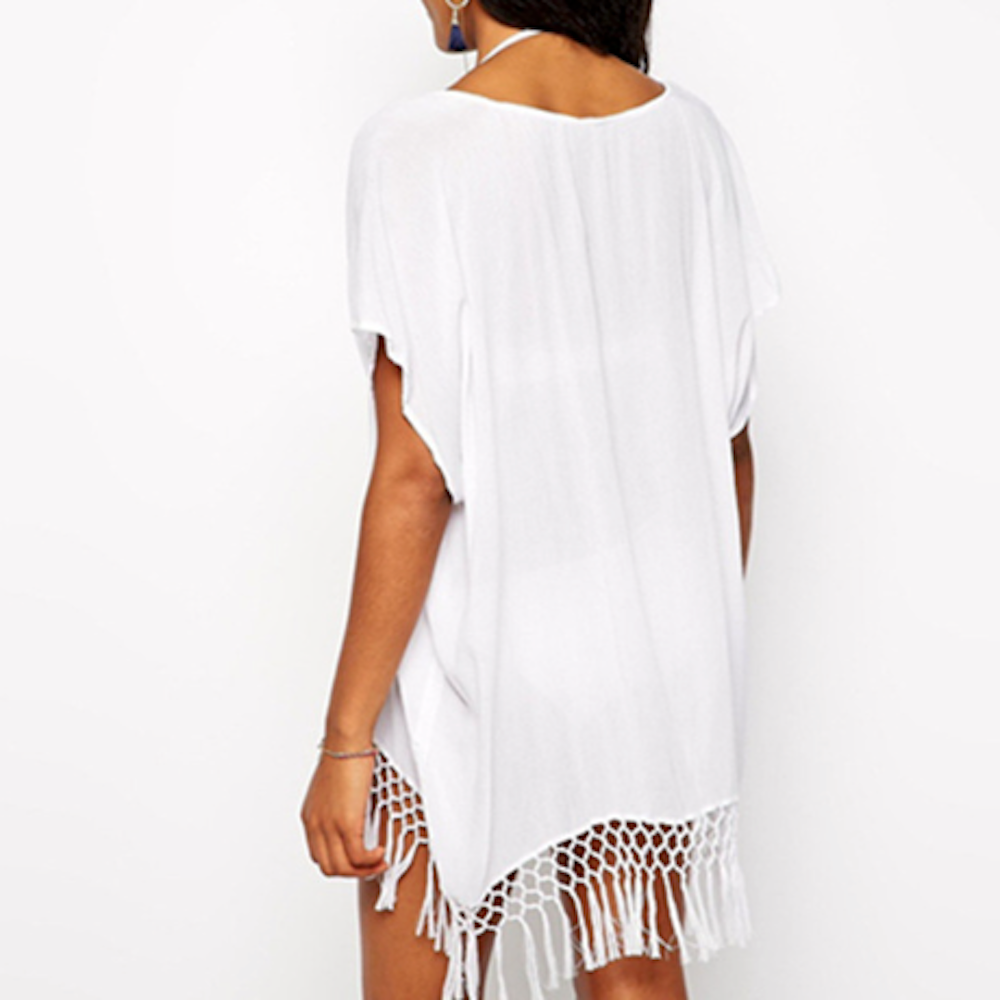 Women's Tasseled V-Neck Swimsuit Cover-Up