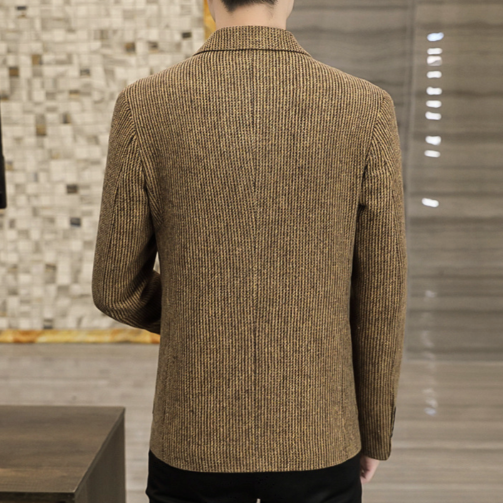 Striped Casual Blazer - Single Button for Men