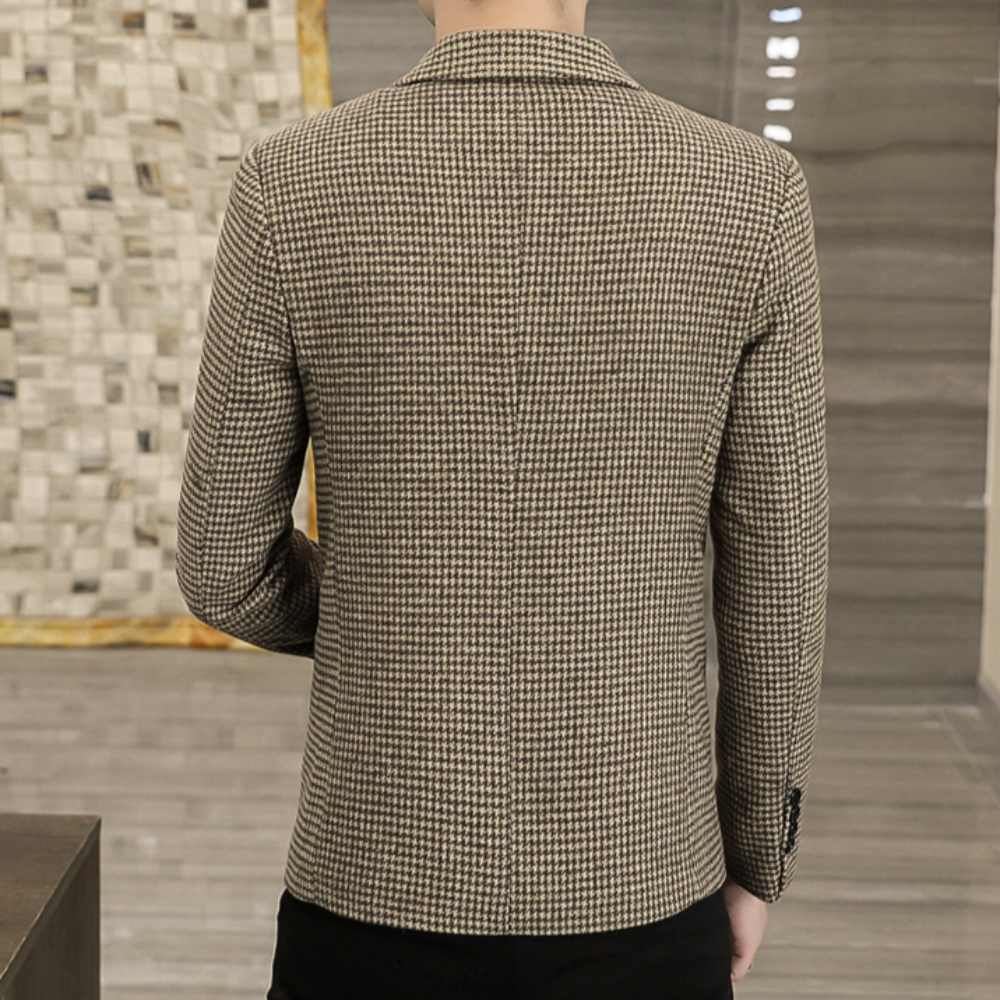 Single Breasted Houndstooth Blazer for Men