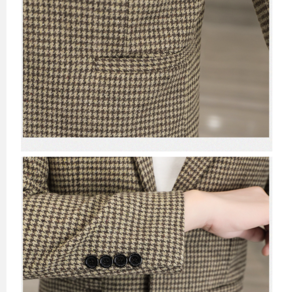Single Breasted Houndstooth Blazer for Men