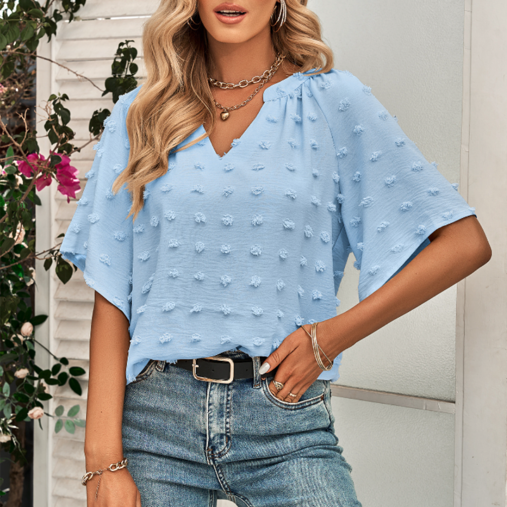 Women's Summer Top with Batwing V-Neck Design