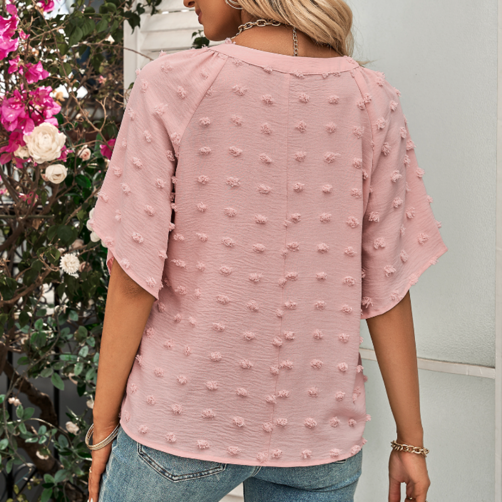 Women's Summer Top with Batwing V-Neck Design