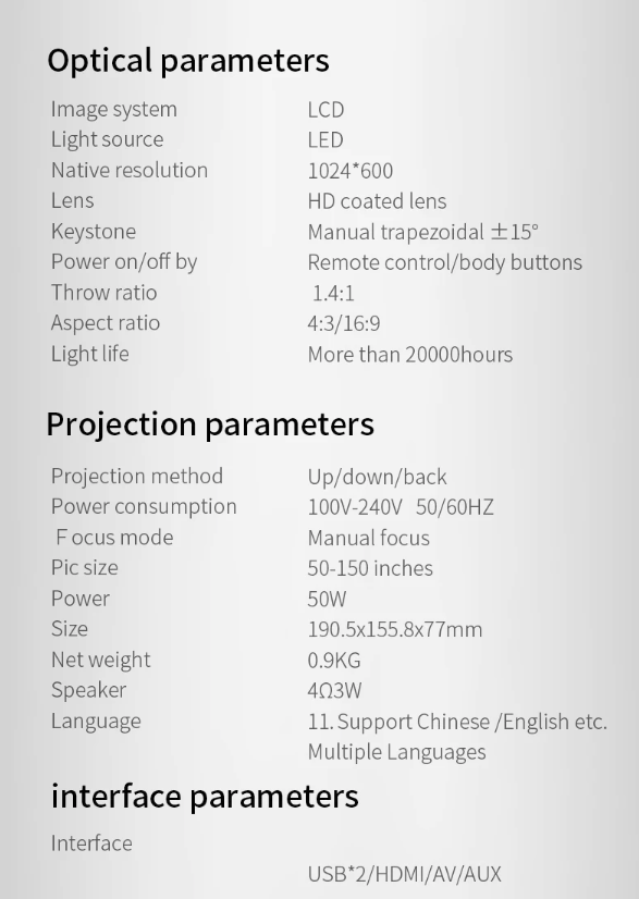 Compact Home Cinema Projector with Full HD 1080P Resolution