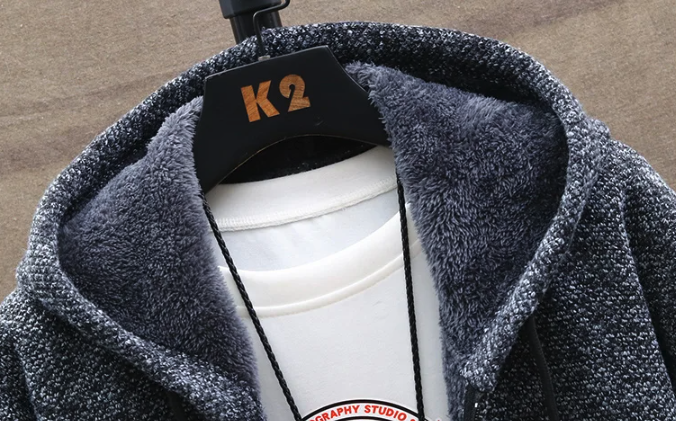 Men's Zip-Up Hooded Sweater Coat