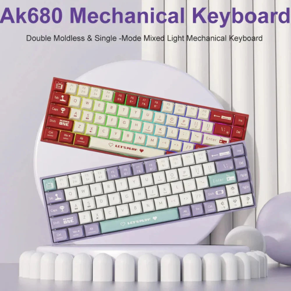 68-Keys Portable Bluetooth Mechanical Keyboard with Dragon Design