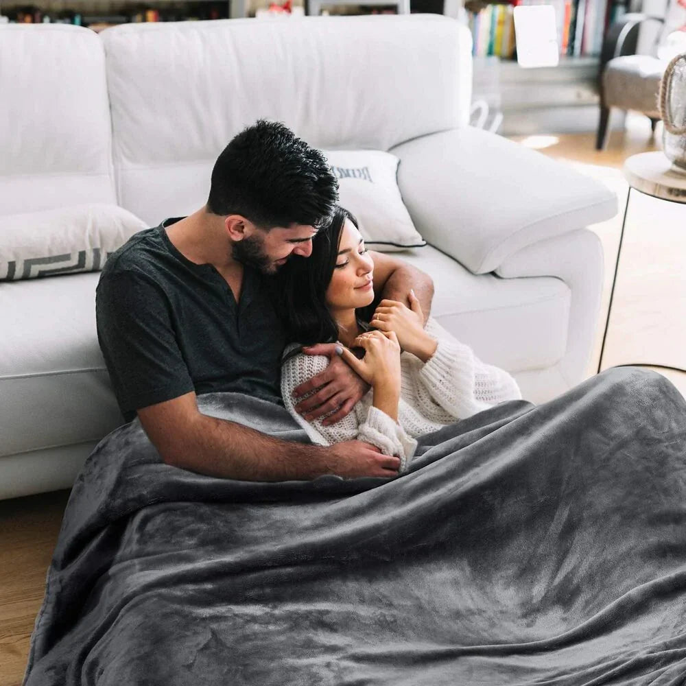 Velvet Plush Throw Blanket with Built-In Heating