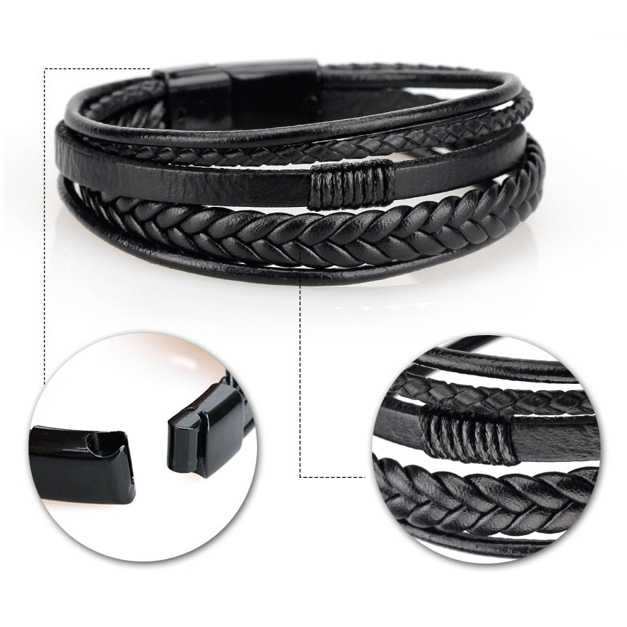 Vegan Leather Bracelet with a Layered Appearance