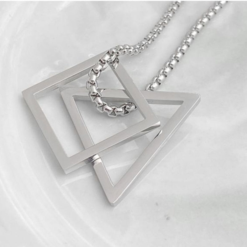 Triangle and Square Geometric Necklace