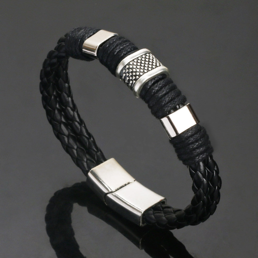 Vegan Leather Bracelet with a Layered Appearance