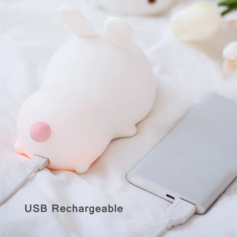 Enhanced 16-Color LED Bunny Night Light with Touch Sensing