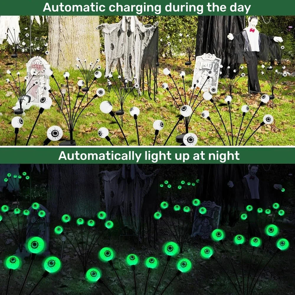 Set of 10 LED Solar Eye Ball Lights for Halloween (2 Packs)