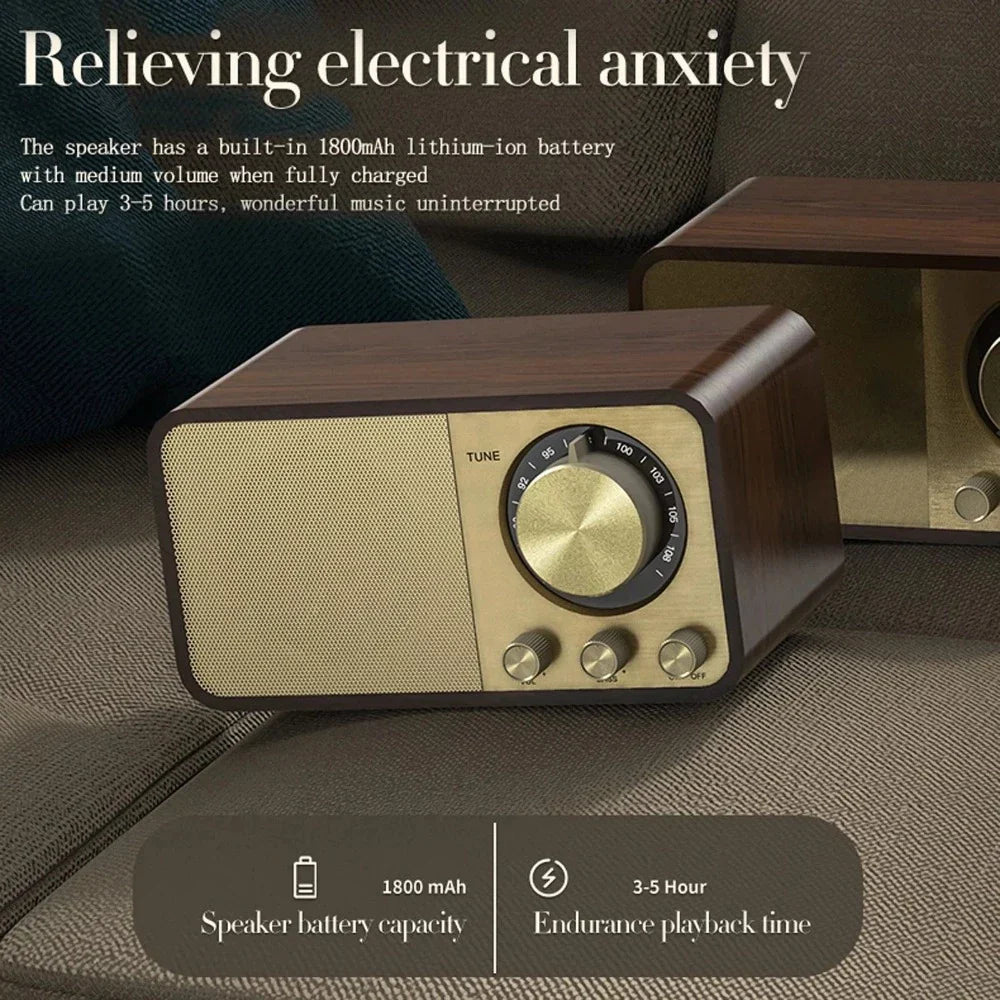Wooden Bluetooth Speaker with Vintage Classic Radio Theme