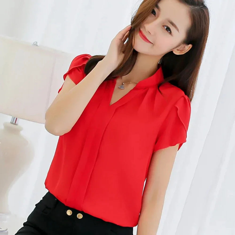 Slim Fit V-Neck Blouse for Women