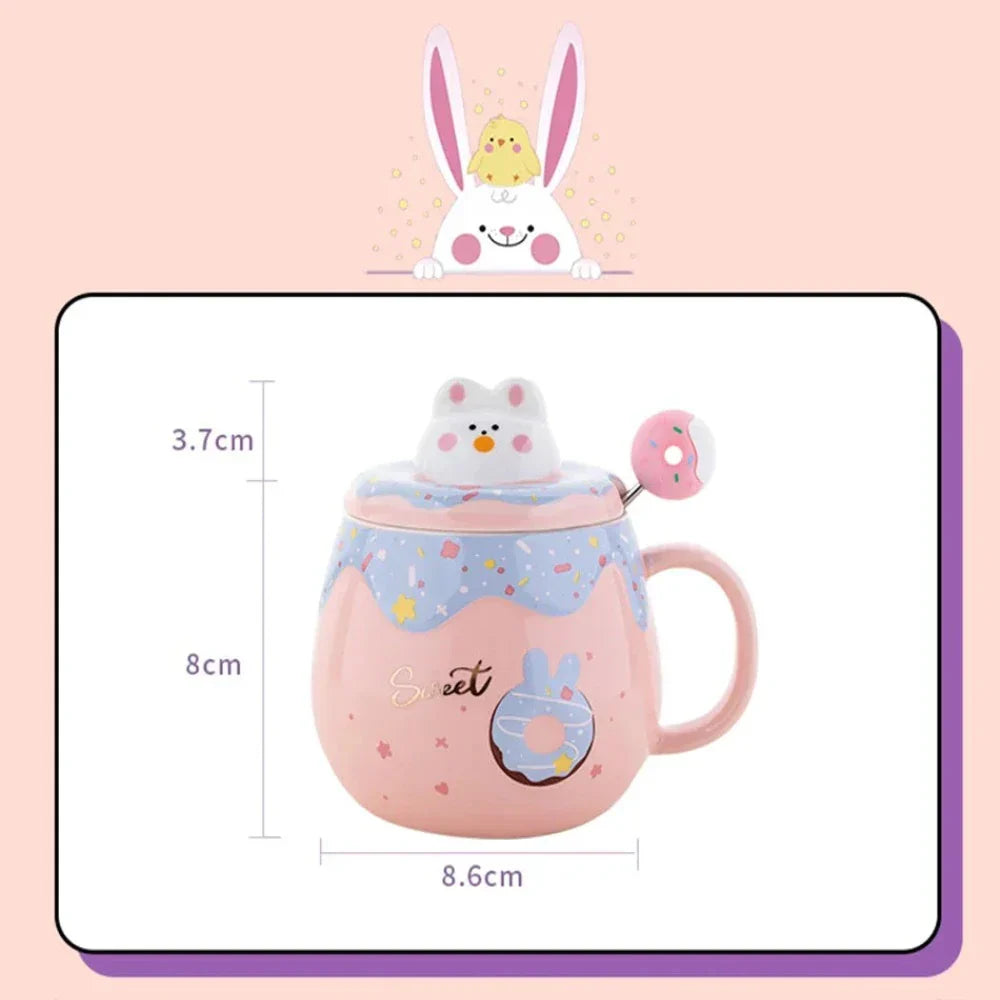 Kitten Theme Donut Cartoon Mug with Cover