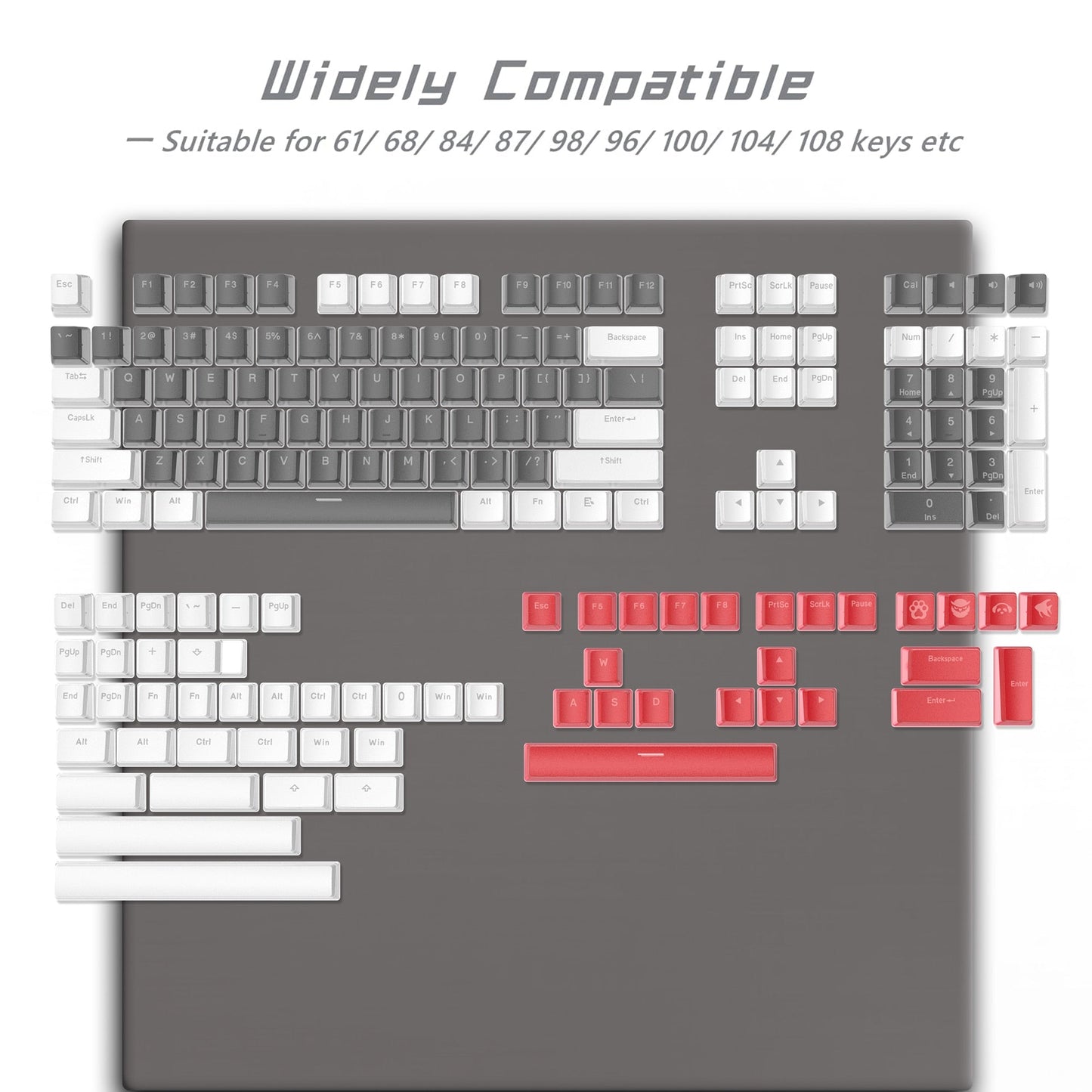 165-key set of Pudding-style keycaps for keyboards